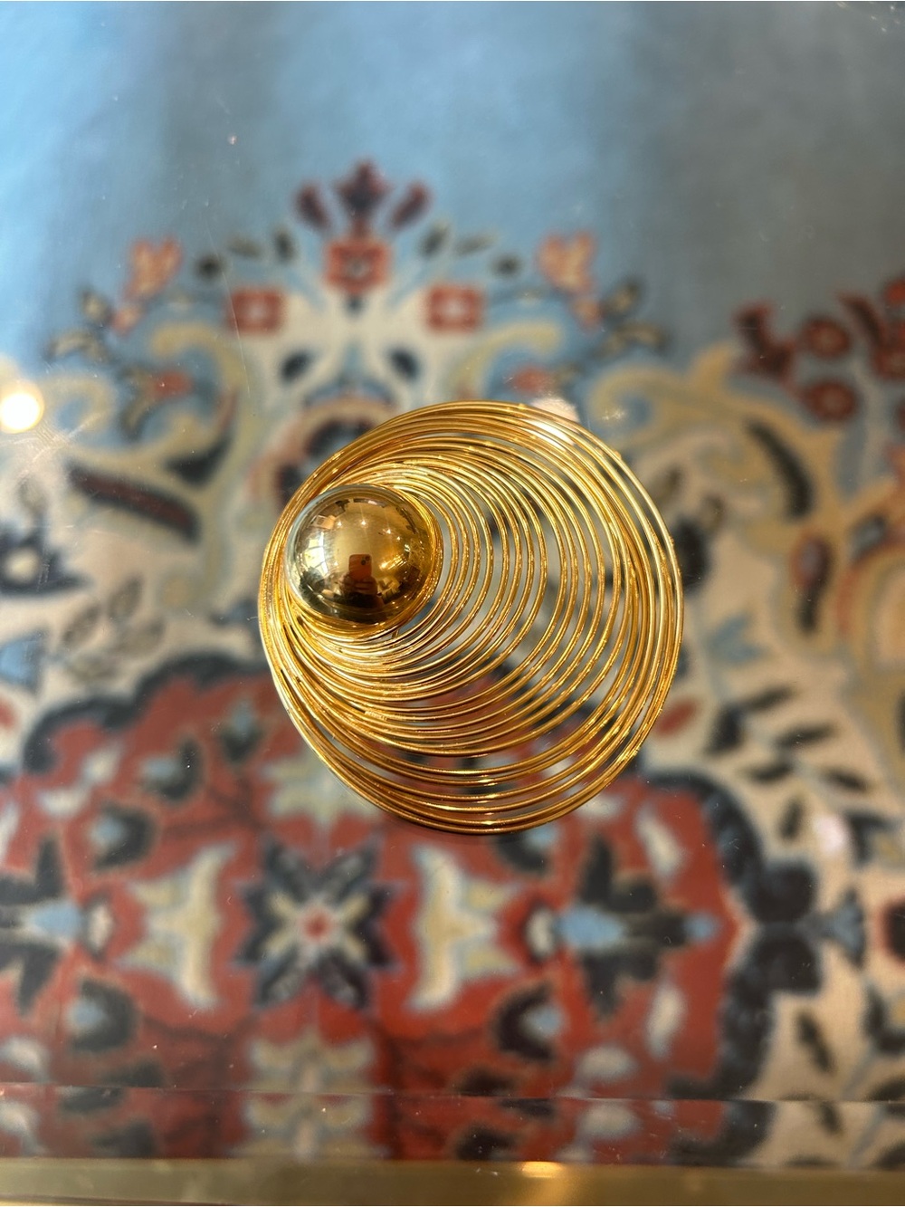 Vintage MCM Spiraling Gold Brooch